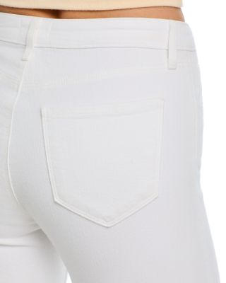 Kendra Mid Rise Crop Flare Jeans in Blanc
