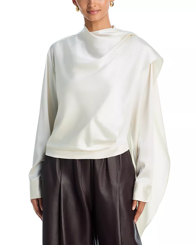 A. l.c. Nadine Silk Blend Draped Blouse