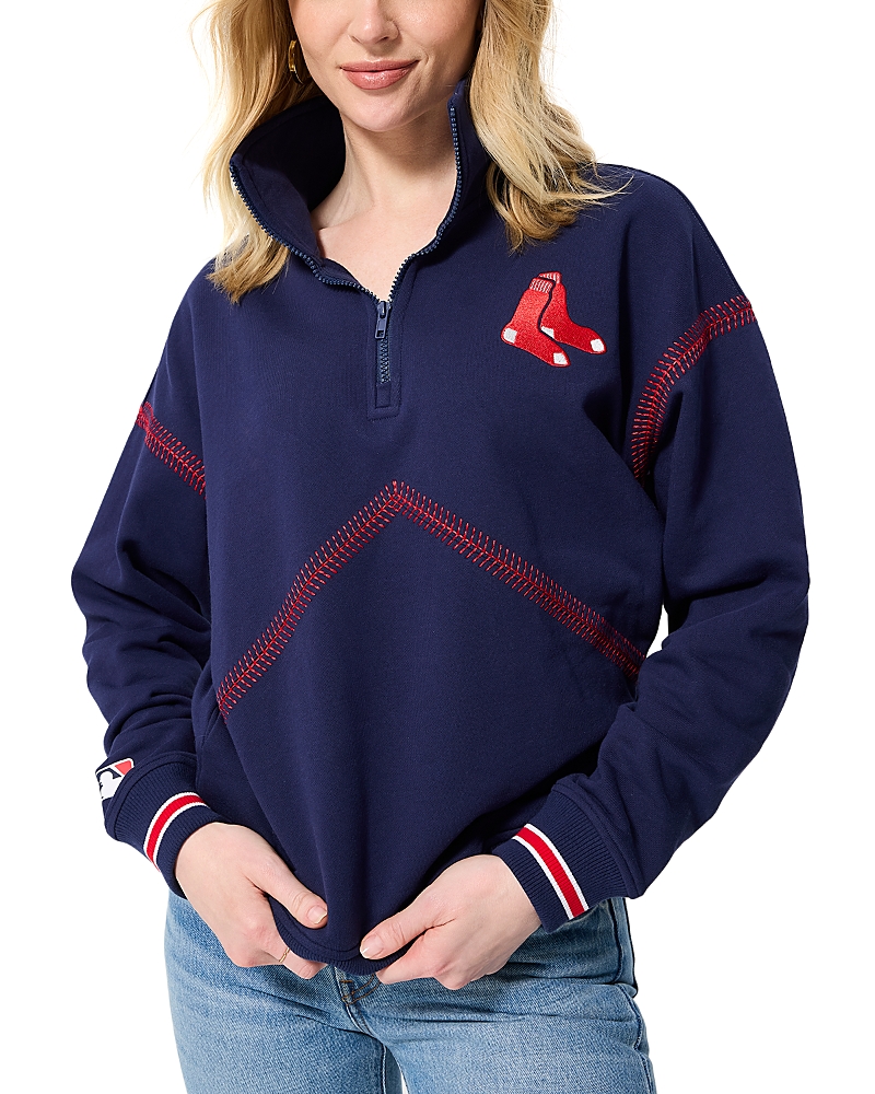 Terez Baseball Stitch Quarter Zip Sweatshirt