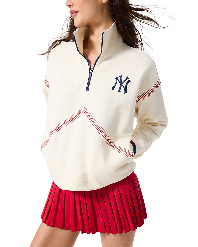 Terez Baseball Stitch Quarter Zip Sweatshirt