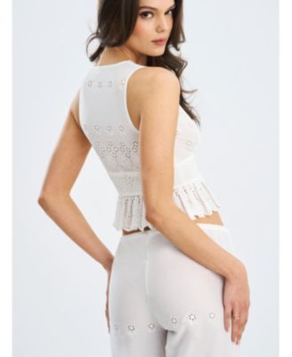  Raia Eyelet Wave Trim Crop Vest Top