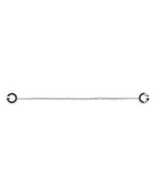 Sterling Silver Gucci Interlocking Enamel Logo Link Bracelet