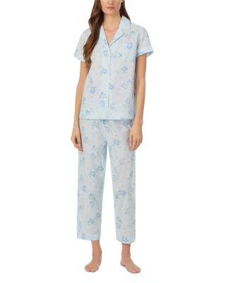 Short Sleeve Classic Lawn Notch Collar Cropped Pajama Set