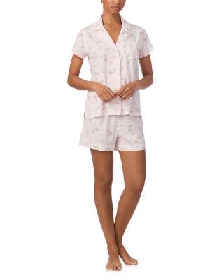 Short Sleeve Classic Knits Notch Collar Boxer Pajama Set