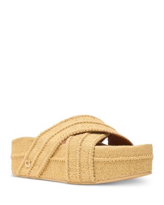 Women's MFACH00870 Raffia Crisscross Platform Sandals