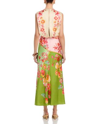 saloni gwen twisted draped floral print silk maxi dress Gwen Dress in Garnet Terrazzo