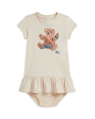 Girls' Patchwork Bear Cotton Dress & Bloomer Set - Baby