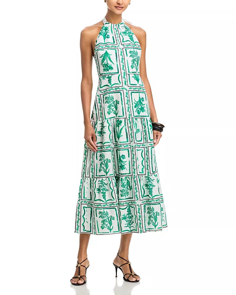 Milly Floral Tile Linen Hayden Dress