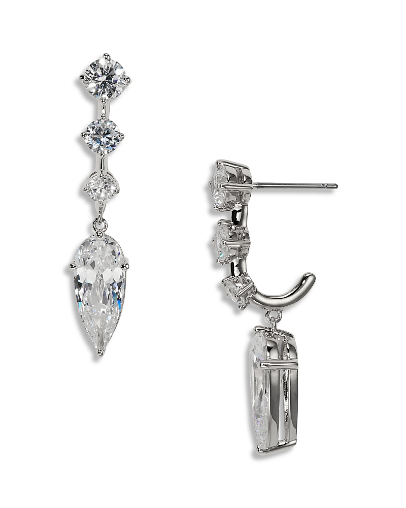 Nadri Lucia Cz J Hoop Drop Earrings, 1.4L