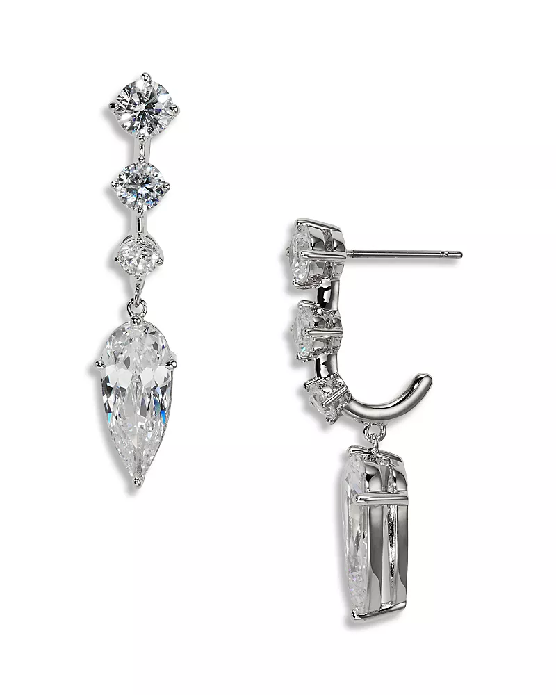 Nadri Lucia Cz J Hoop Drop Earrings, 1.4L