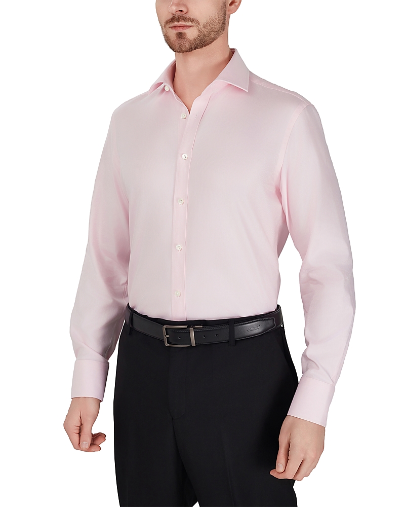 Thomas Pink Diagonal Textured Solid Dress Shirt