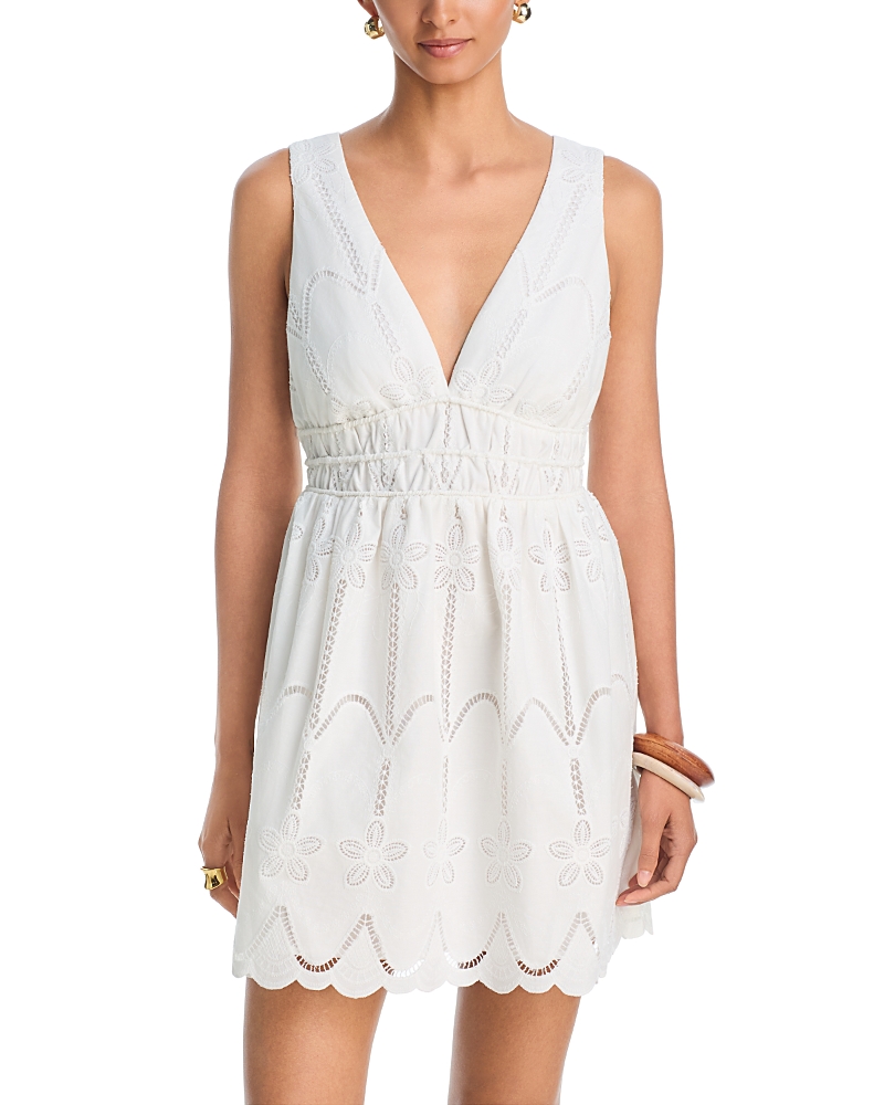 Aqua Eyelet V Neck Mini Dress - Exclusive