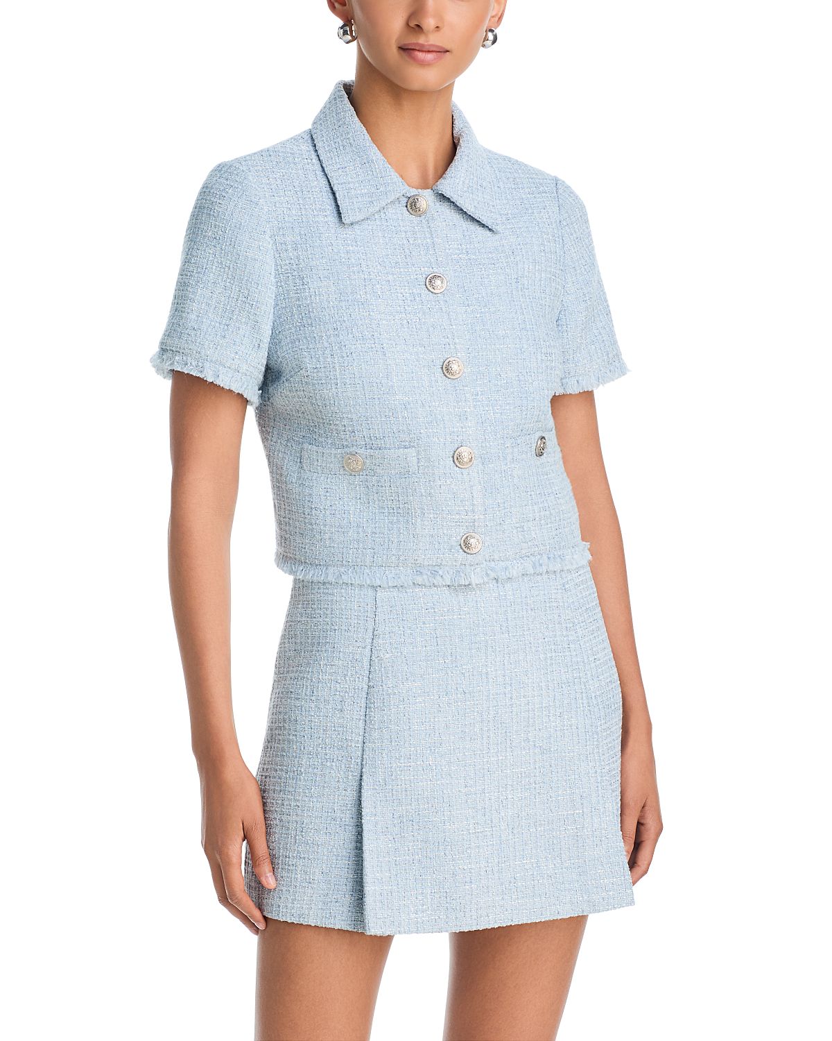 Aqua Tweed Short Sleeve Jacket - Exclusive