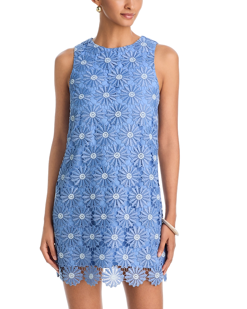 Aqua Flower Crochet Mini Dress - Exclusive