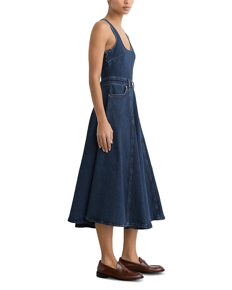 Reiss Petites Fit-and-Flare Denim Dress in Indigo Blue