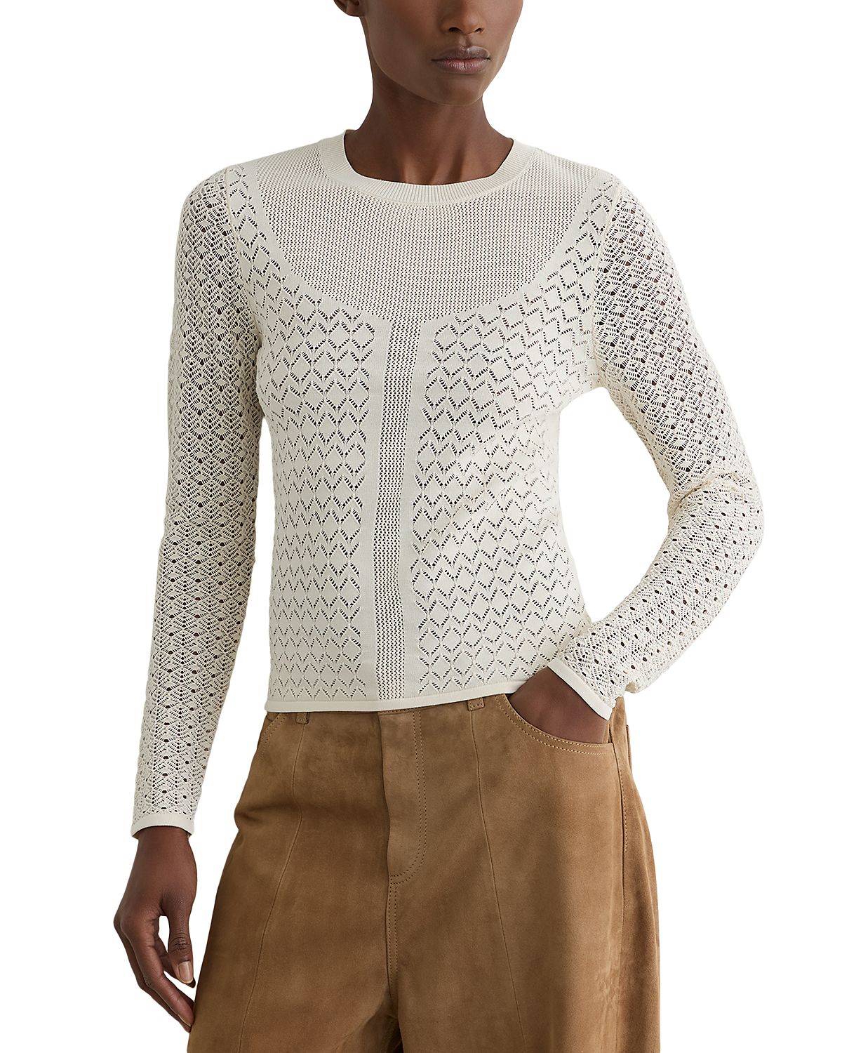 Reiss Bella Pointelle Knit Top