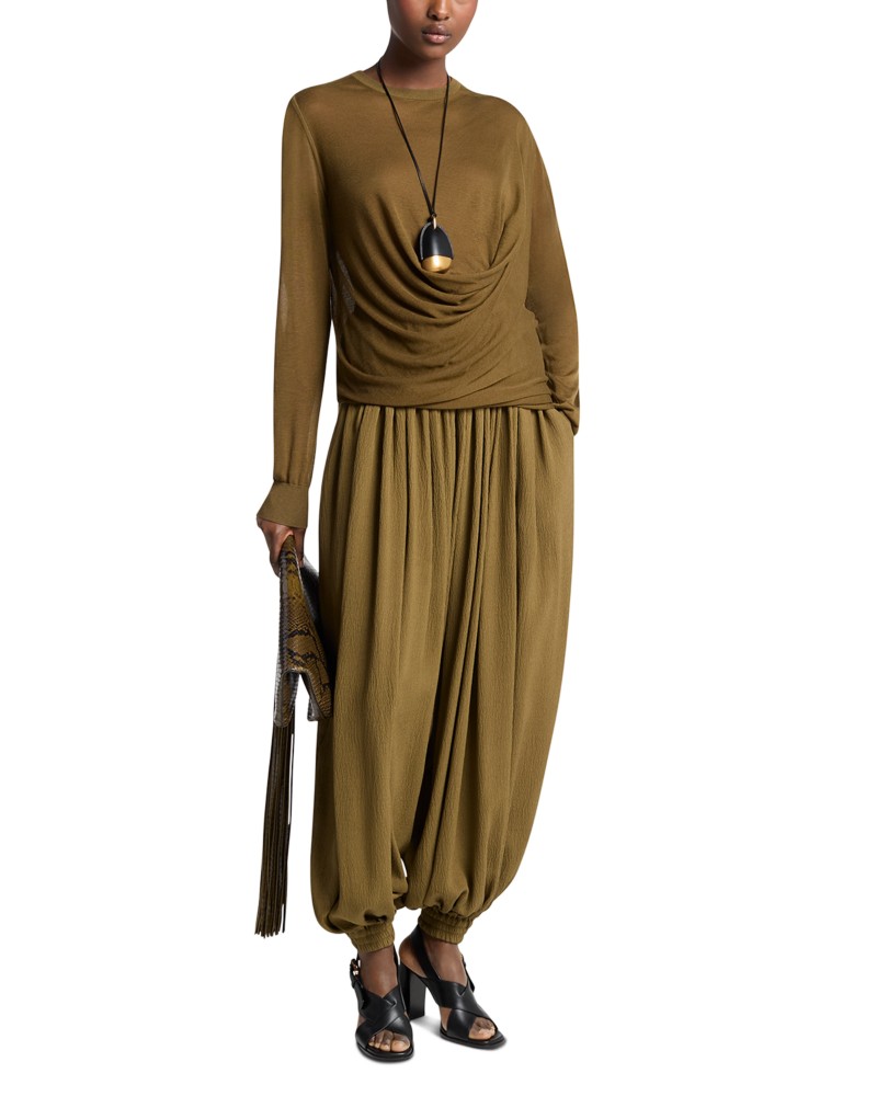 Michael Kors Collection Asymmetric Drape Pullover Sweater in Fennel