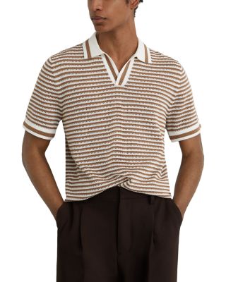 Slim Fit Camel Stripe Polo Shirt