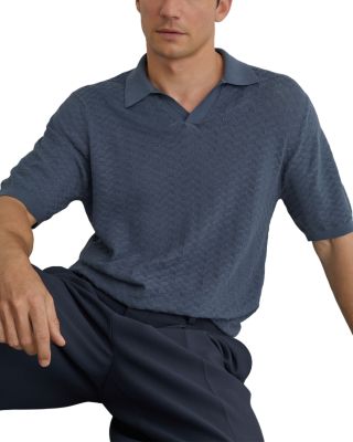 Slim Fit Airforce Blue Textured Polo Shirt