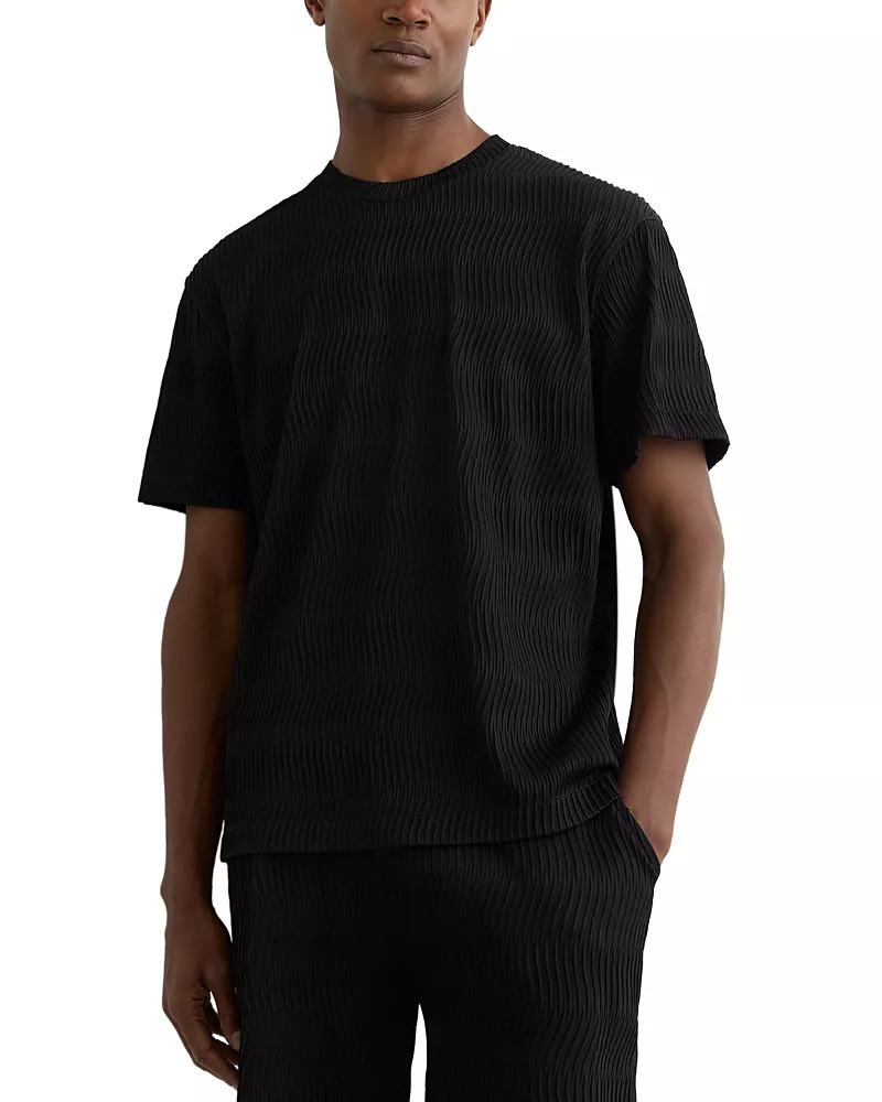 Reiss Relaxed Fit Textured Wave Jacquard T-Shirt
