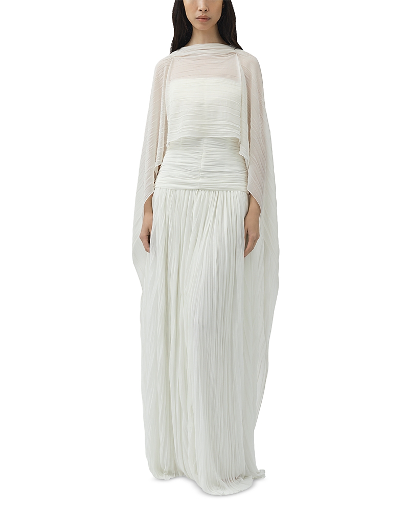 Simkhai Dani Crinkle Jersey Bustier Gown with Cape