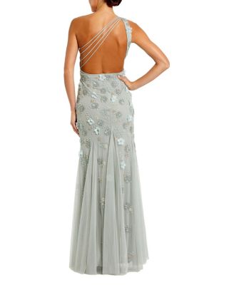  Embellished One Shoulder Strappy Trumpet Gown