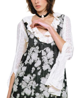  Rose Illusion Denim Ruffle Jumper