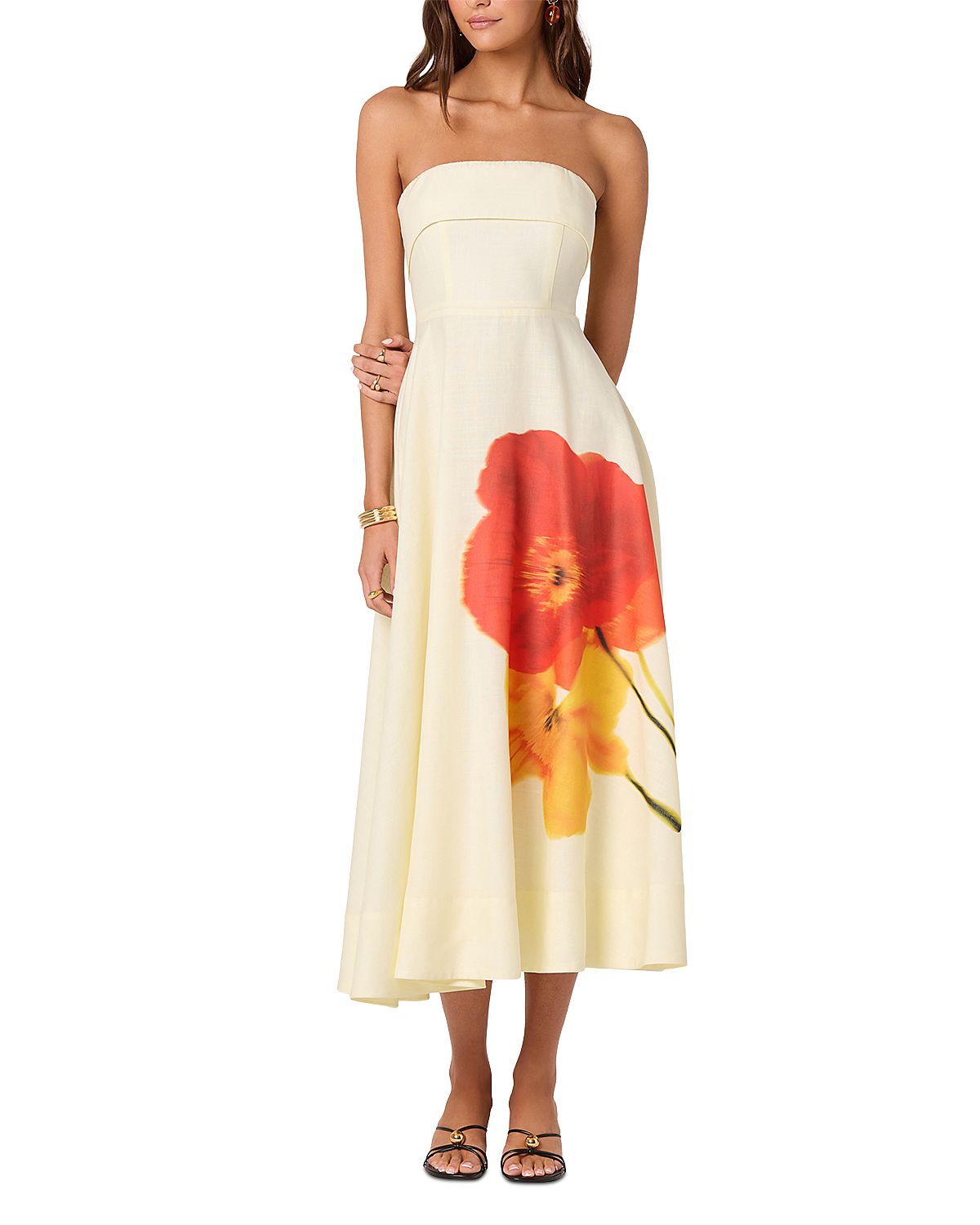 Astr the Label Ximena Strapless Midi Dress
