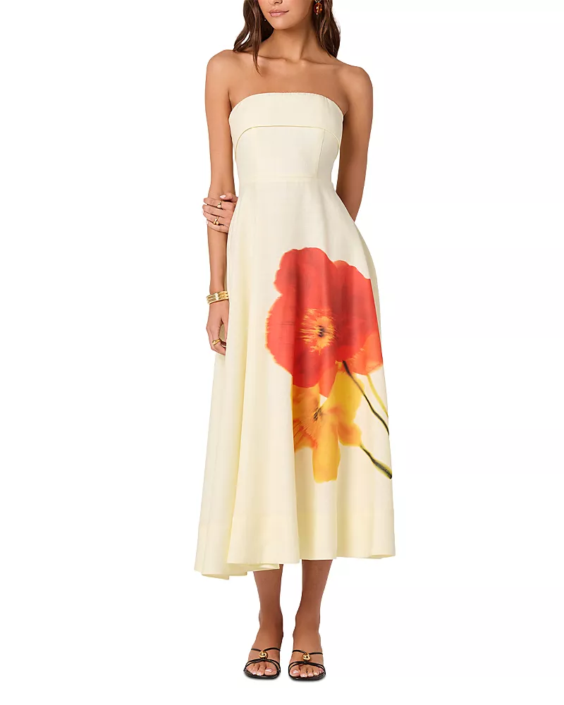 Astr the Label Ximena Strapless Midi Dress