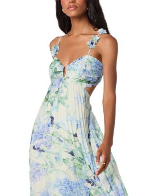 hydrangea maxi dress Milla Women's Hydrangea Tender Floral Maxi Tie-Strap Dress