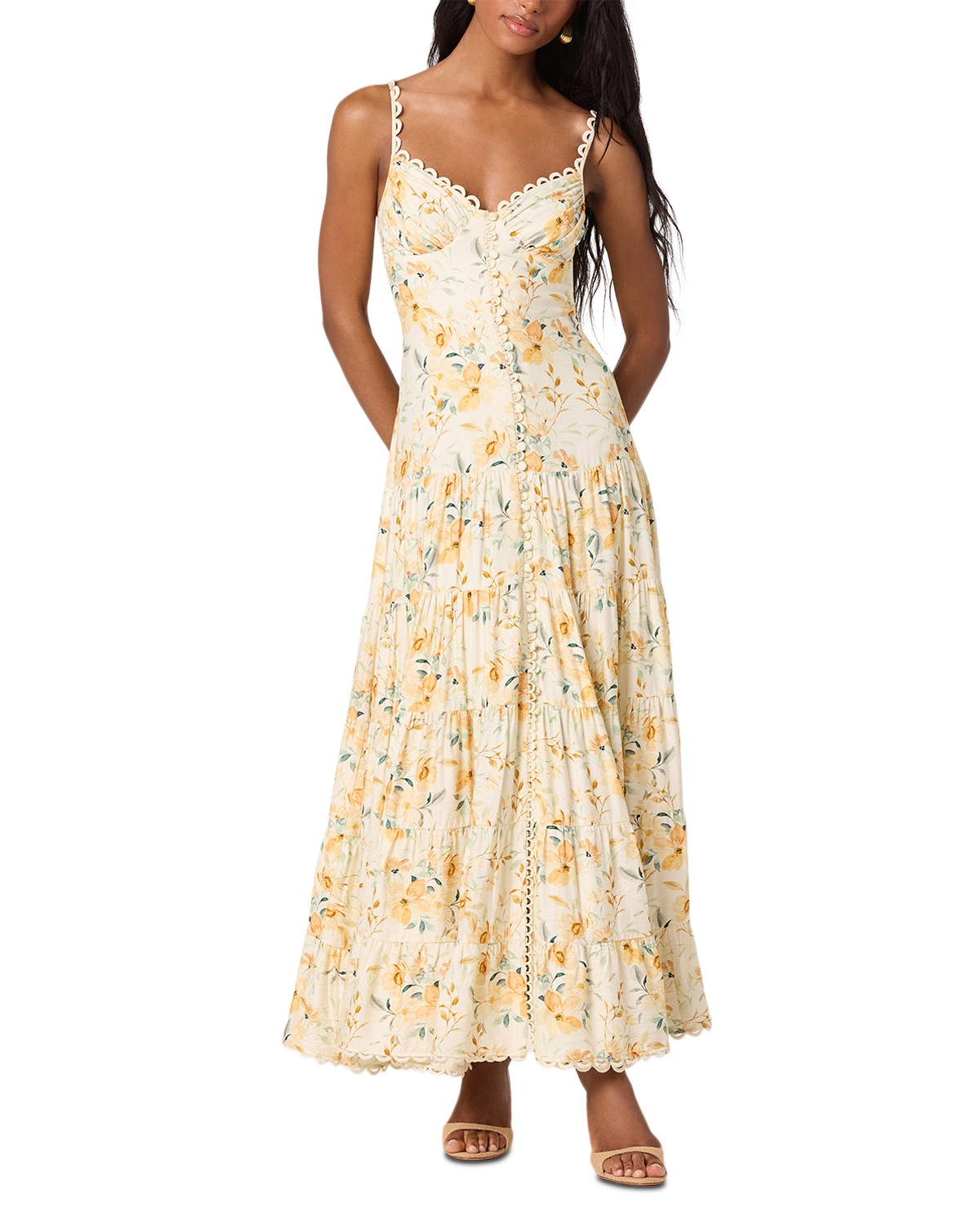 Sleeveless Drop Waist Button Down Maxi Dress
