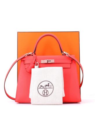 Kelly 28 Handbag Pink Epsom with Palladium Hardware
