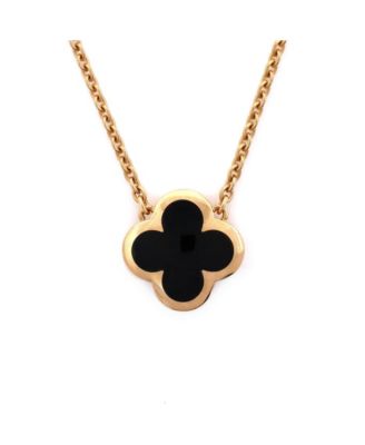  Pure Alhambra Pendant Necklace 18K Gold and Onyx, 18.5"