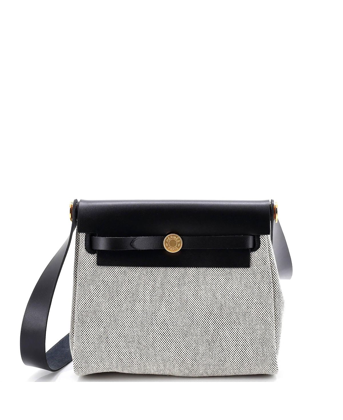 Pre-Owned HERMES 20 Herbag Zip Toile and Leather