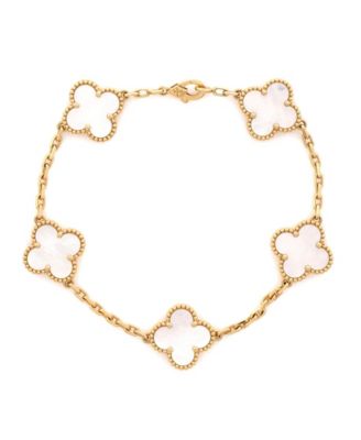  Vintage Alhambra 5 Motifs Bracelet 18K Gold and Mother of Pearl