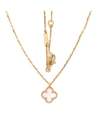  Sweet Alhambra Pendant Necklace 18K Gold and Mother of Pearl, 15.75"