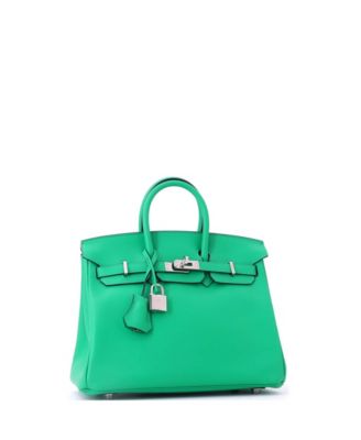 Birkin 25 Handbag Green Swift with Palladium Hardware