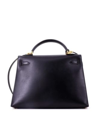 Kelly 32 Handbag Black Box Calf with Gold Hardware