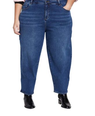  Women's Plus Lou High Rise Barrel Leg Jeans in Blue Wash