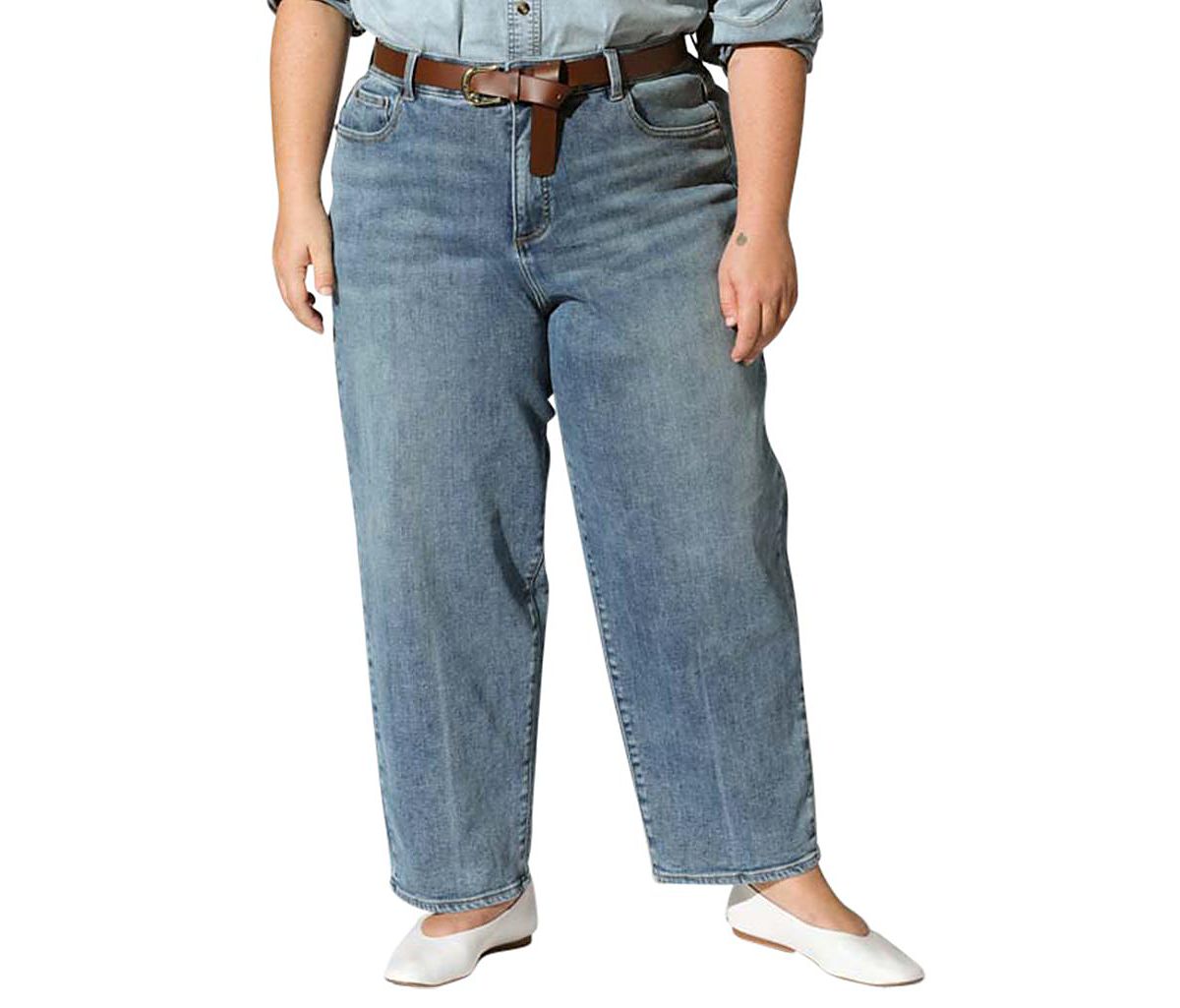 Universal Standard Women's Plus Lou High Rise Barrel Leg Jeans