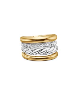 18K Yellow Gold & Sterling Silver DY Mercer Diamond Multirow Ring