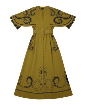 Baroque Cape Sleeve Midi Dress