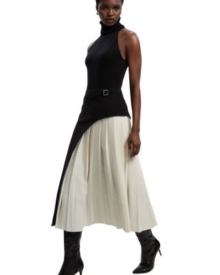  Tailored Buckle Detail Midi Skirt