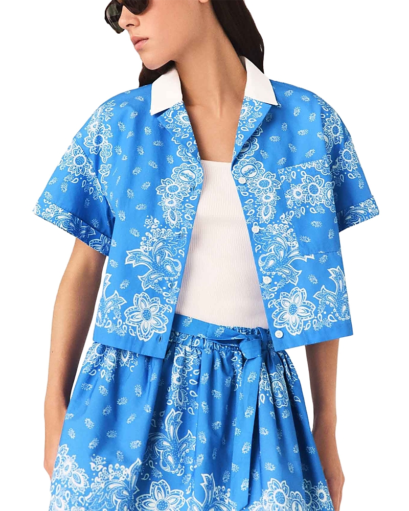 Maje Contrast Collar Printed Shirt