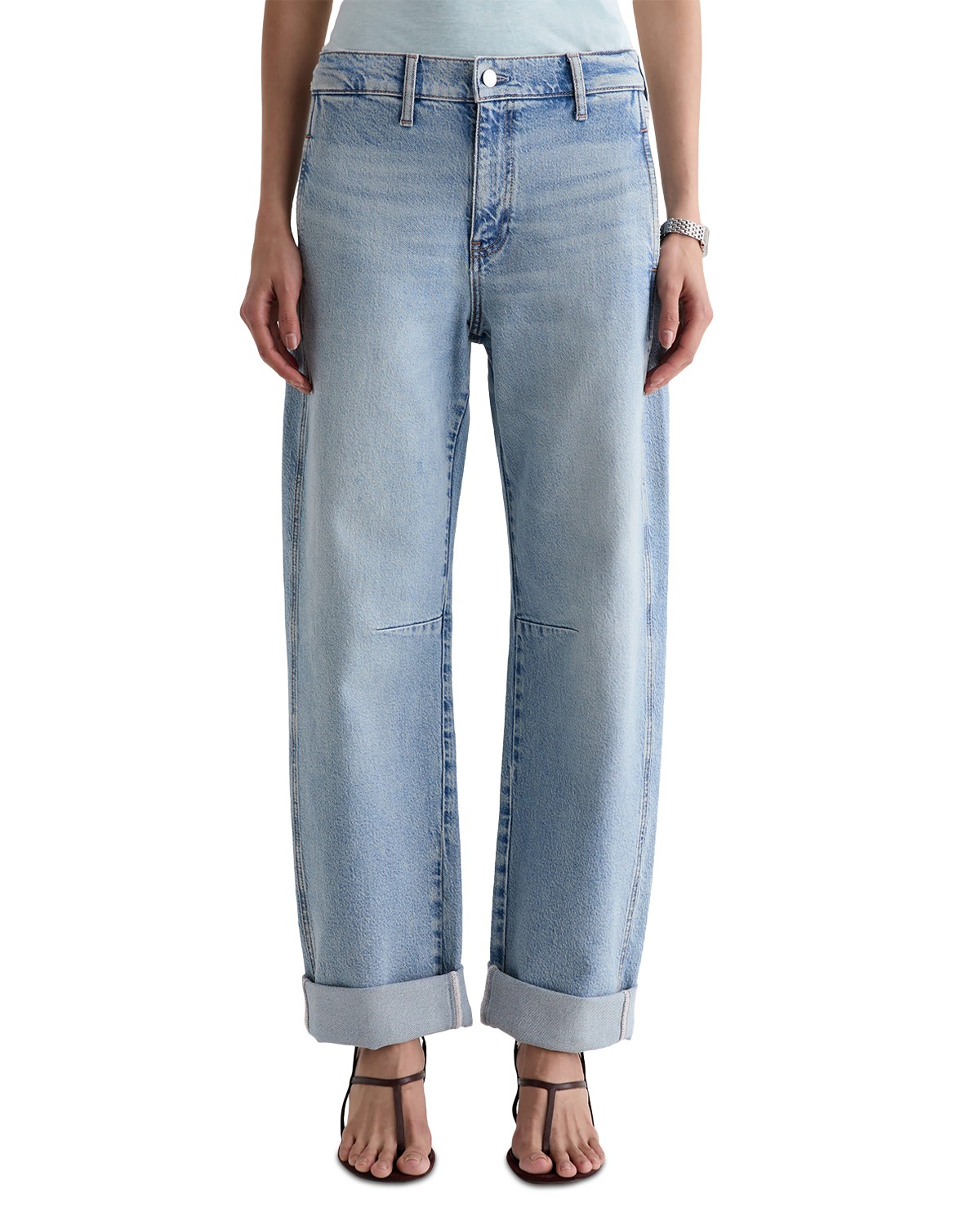 Mercer Cuffed High Rise Barrel Jeans in Highway 29