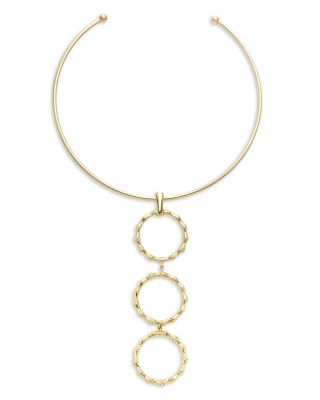Chiara Multi Ring Pendant Structured Choker Necklace, 4.85" 