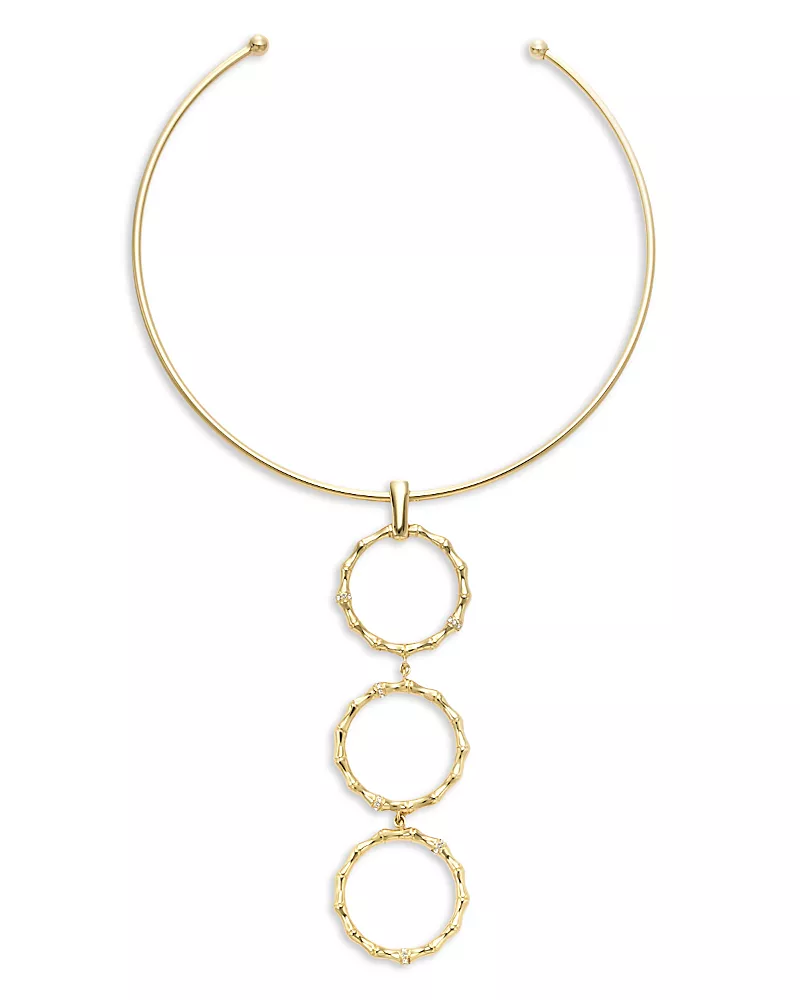 Ramy Brook Chiara Multi Ring Pendant Structured Choker Necklace, 4.85