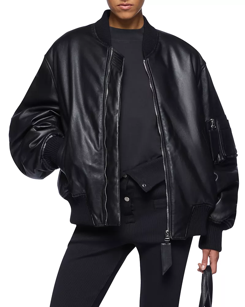 The Attico Leather Bomber Jacket