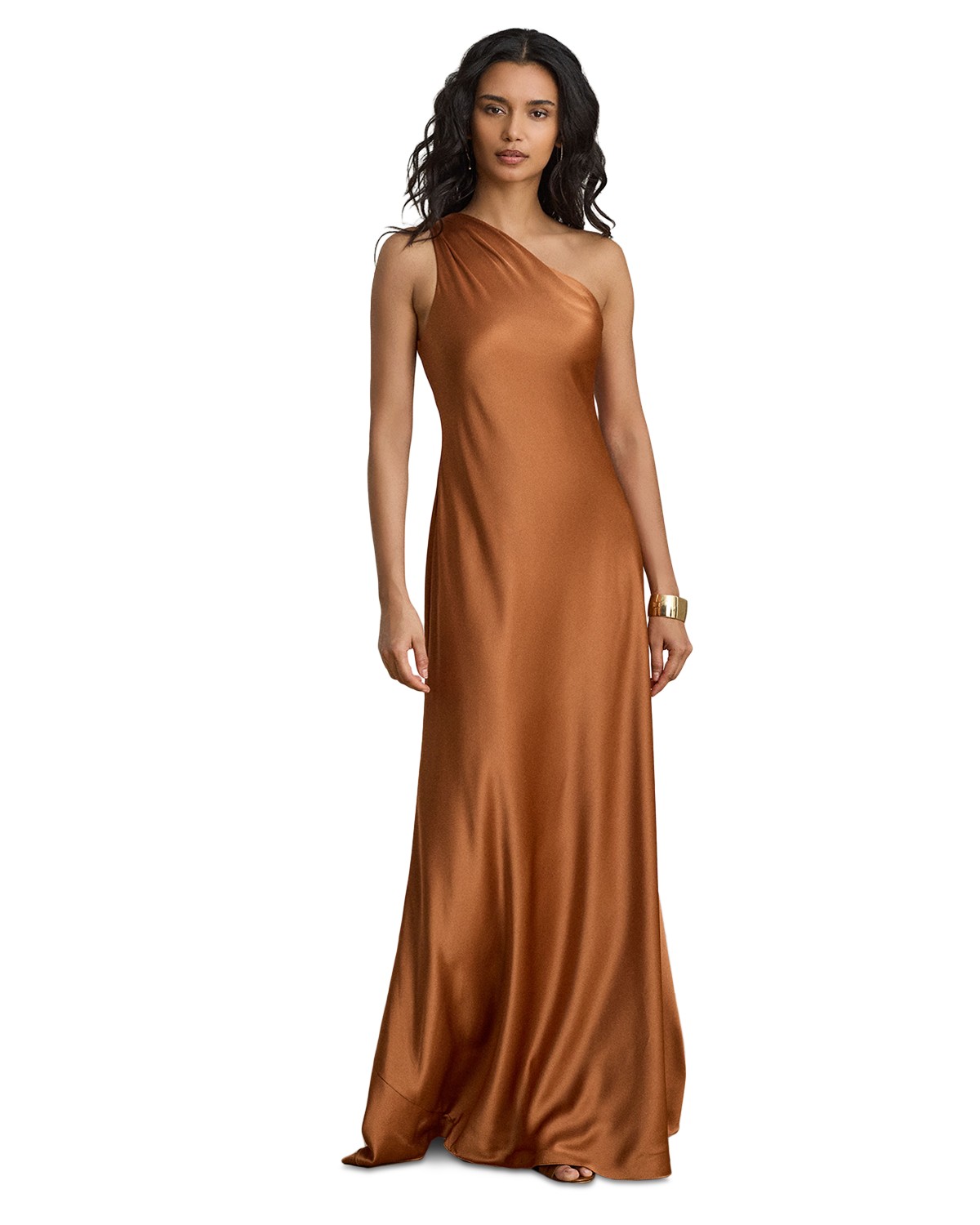 Satin Charmeuse One Shoulder Gown