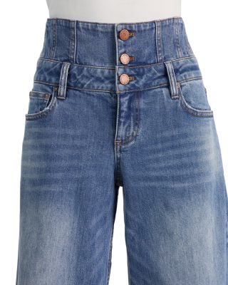 Whit Mid Rise Corset Button Jeans in Brooklyn Blue